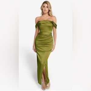 Popilush Shapewear Off Shoulder Shine Ruched Sculpting Maxi Dress (XXL)